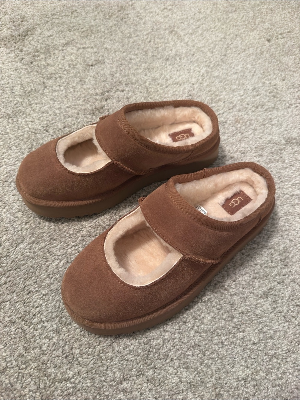 UGG Brown Suede Mary Jane Slippers